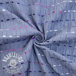 Tissu coton DOBBY CRINKLE Stripe jeans