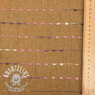 Tissu coton DOBBY CRINKLE Stripe camel
