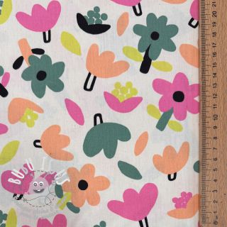 Tissu coton Flowers natural/green by JENNIFER BOURON ORGANIC
