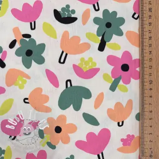 Tissu coton Flowers natural/green by JENNIFER BOURON ORGANIC