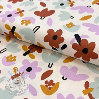 Tissu coton Flowers natural/lavender by JENNIFER BOURON ORGANIC