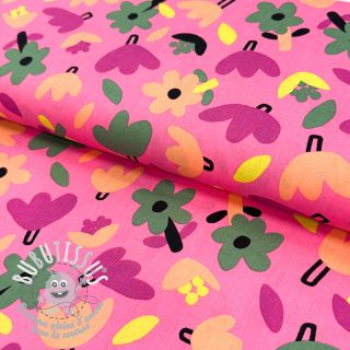 Tissu coton Flowers pink by JENNIFER BOURON ORGANIC