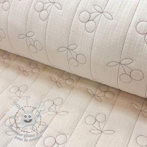Tissu double gaze/mousseline STEPPED Cherries natural