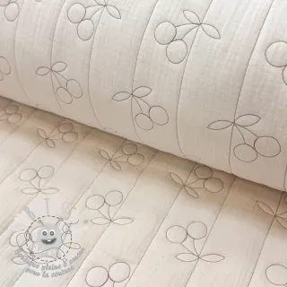 Tissu double gaze/mousseline STEPPED Cherries natural