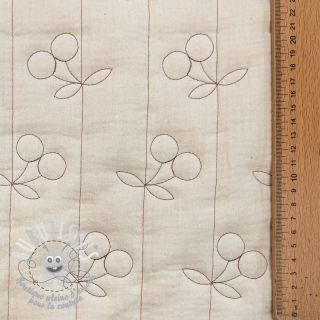 Tissu double gaze/mousseline STEPPED Cherries natural