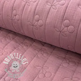 Tissu double gaze/mousseline STEPPED Cherries mauve