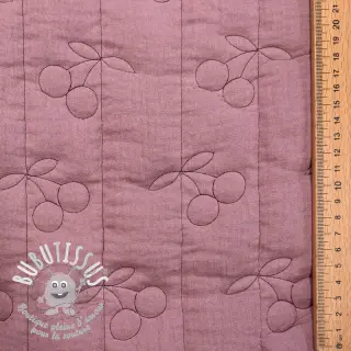 Tissu double gaze/mousseline STEPPED Cherries mauve