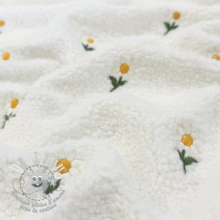 Tissu de manteau TEDDY EMBROIDERY Flowers off white