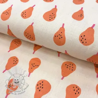 Tissu double gaze/mousseline Pears peach by JENNIFER BOURON ORGANIC