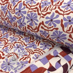 Tissu double gaze/mousseline STEPPED Flowers natural