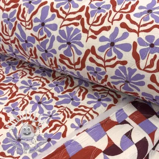 Tissu double gaze/mousseline STEPPED Flowers natural