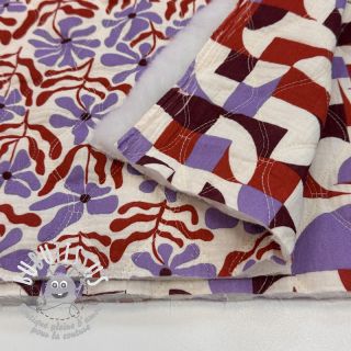 Tissu double gaze/mousseline STEPPED Flowers natural