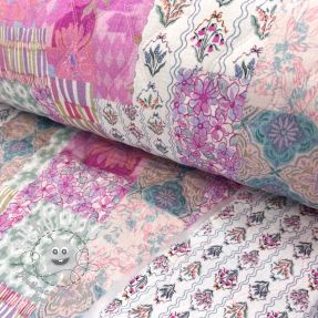 Tissu double gaze/mousseline STEPPED Flowers light pink digital print