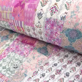 Tissu double gaze/mousseline STEPPED Flowers light pink digital print