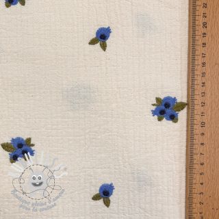 Tissu double gaze/mousseline EMBROIDERY STRIPED Fruit natural