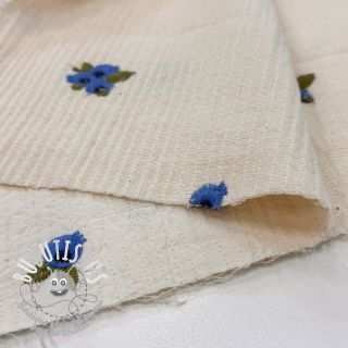 Tissu double gaze/mousseline EMBROIDERY STRIPED Fruit natural
