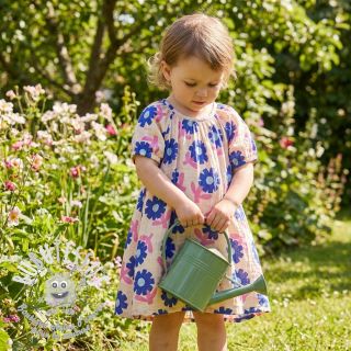 Tissu double gaze/mousseline Flowers blue by JENNIFER BOURON ORGANIC