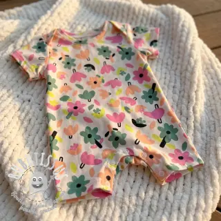 Tissu coton Flowers natural/green by JENNIFER BOURON ORGANIC