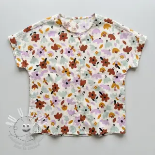 Tissu coton Flowers natural/lavender by JENNIFER BOURON ORGANIC