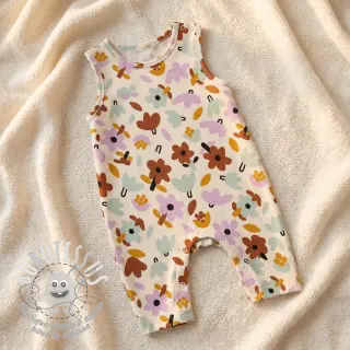 Tissu coton Flowers natural/lavender by JENNIFER BOURON ORGANIC