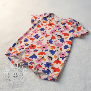 Tissu coton Flowers natural/blue by JENNIFER BOURON ORGANIC
