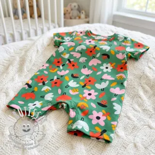 Tissu coton Flowers green by JENNIFER BOURON ORGANIC