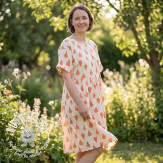 Tissu double gaze/mousseline Pears peach by JENNIFER BOURON ORGANIC