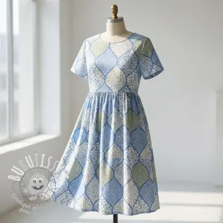 Tissu coton Flowers patchwork baby blue