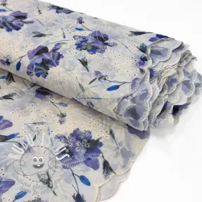 Bavlnená látka s prímesou EMBROIDERY Rose blue