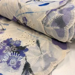 Tissu en coton avec un mélange EMBROIDERY Rose blue