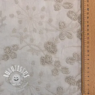 Tissu coton EMBROIDERY Catchy leaves beige