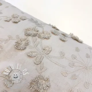 Tissu coton EMBROIDERY Catchy leaves beige