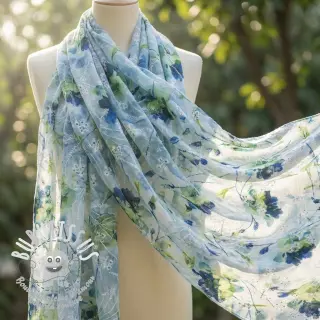 Tissu en coton avec un mélange EMBROIDERY Rose green