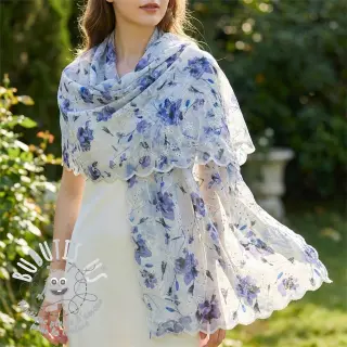 Tissu en coton avec un mélange EMBROIDERY Rose blue
