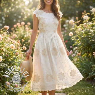 Tissu coton EMBROIDERY Bellagio butter