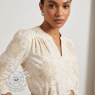 Tissu coton EMBROIDERY Bellagio butter