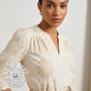Tissu coton EMBROIDERY Bellagio butter