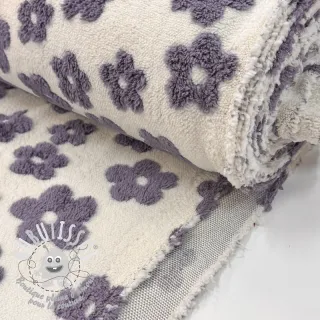 Tissu de manteau TEDDY Flower power lavender