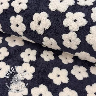 Tissu de manteau TEDDY Flower power off white