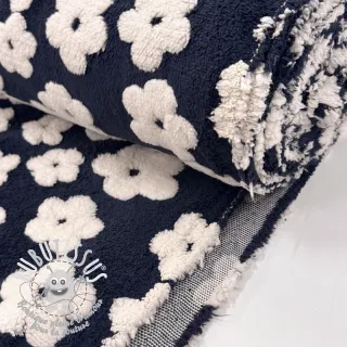 Tissu de manteau TEDDY Flower power off white