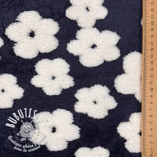 Tissu de manteau TEDDY Flower power off white