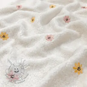 Kabátovina TEDDY EMBROIDERY Smiley flowers yellow