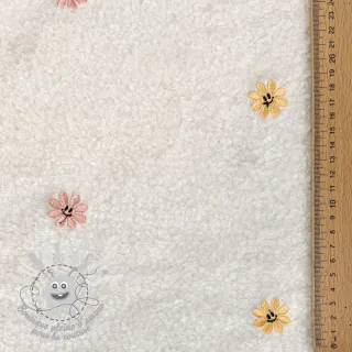 Tissu de manteau TEDDY EMBROIDERY Smiley flowers yellow