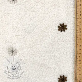 Tissu de manteau TEDDY EMBROIDERY Smiley flowers choco