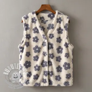 Tissu de manteau TEDDY Flower power lavender