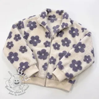 Tissu de manteau TEDDY Flower power lavender
