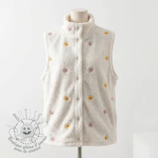 Tissu de manteau TEDDY EMBROIDERY Smiley flowers yellow