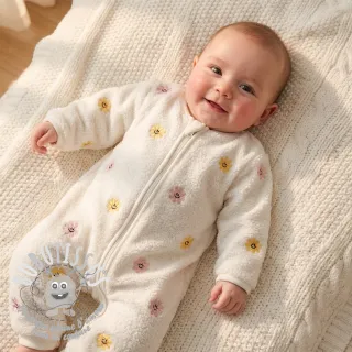 Tissu de manteau TEDDY EMBROIDERY Smiley flowers yellow