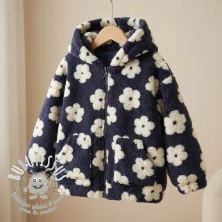 Tissu de manteau TEDDY Flower power off white