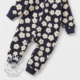 Tissu de manteau TEDDY Flower power off white
